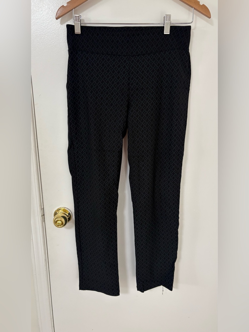 Black Textured Straight-Leg Ponte Pants